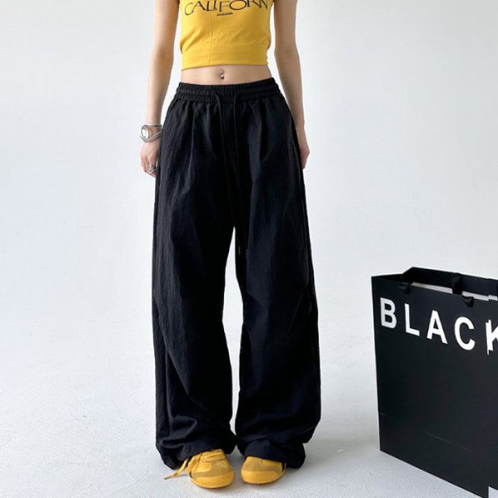 Damen Weite Sporthose mit elastischem Bund und Kordelzug Drune