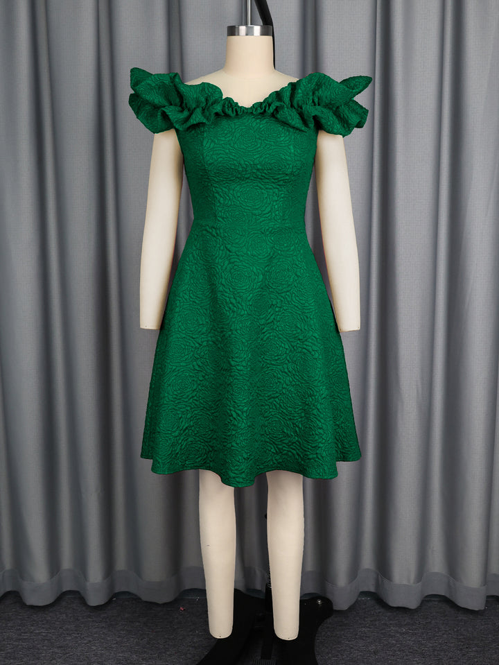 Damen A-Linien Kleid mit Volantärmel Drune