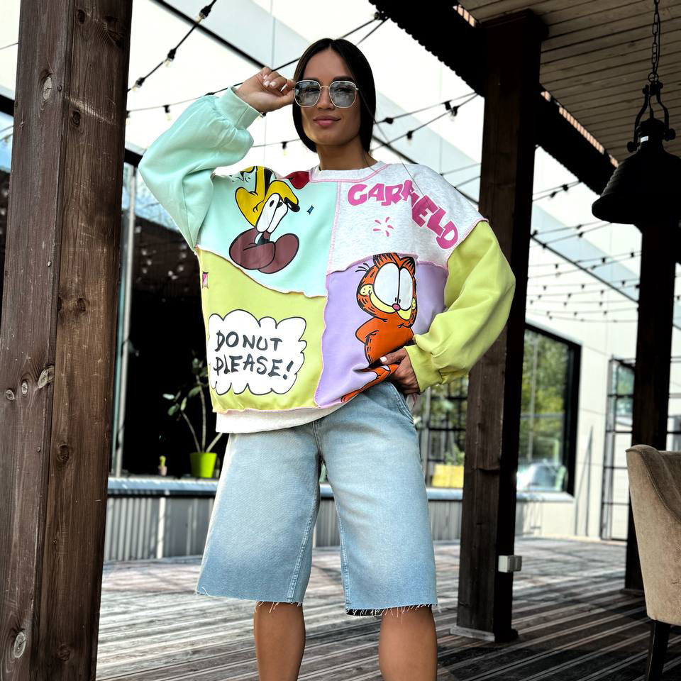 Damen Sweatshirt mit kreativem Comic-Design Drune