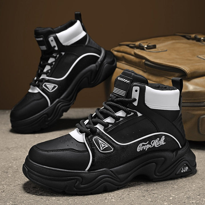 Herren High-Top City-Plateau-Sneaker mit skulpturierter Wellenlaufsohle, gepolstertem Knöchelkragen und griffiger Offroad-Traktion Drune