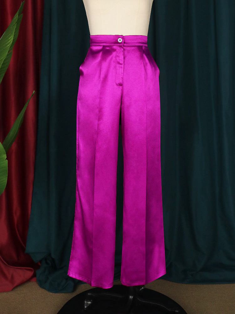 Damen elegante Satin-Hose mit weitem Schnitt Drune