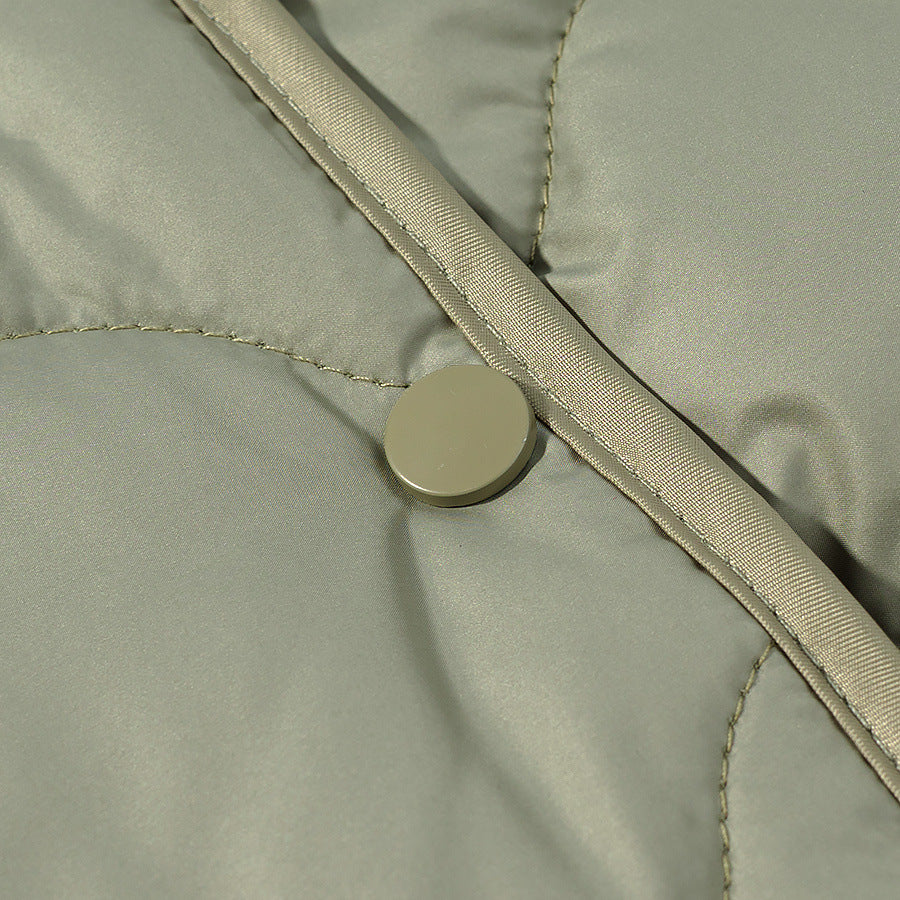 Damen gesteppte Übergangsjacke mit Rundhalsausschnitt und Druckknöpfen Drune