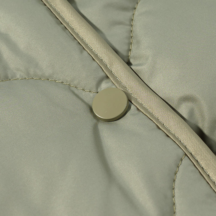 Damen gesteppte Übergangsjacke mit Rundhalsausschnitt und Druckknöpfen Drune