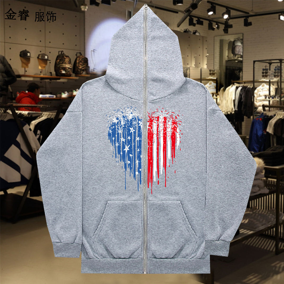 Damen Kapuzenjacke mit einzigartigem Herzmotiv und Reißverschluss Drune