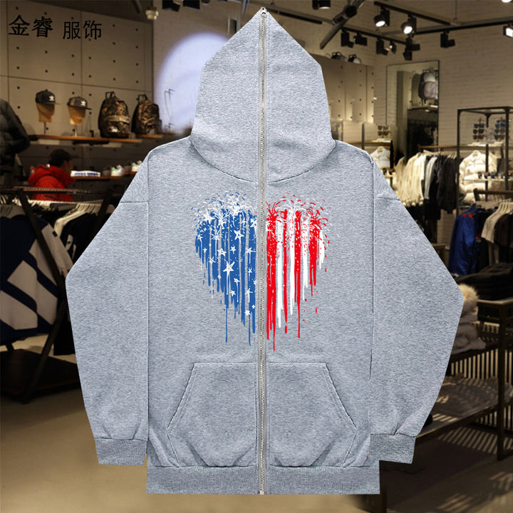 Damen Kapuzenjacke mit einzigartigem Herzmotiv und Reißverschluss Drune