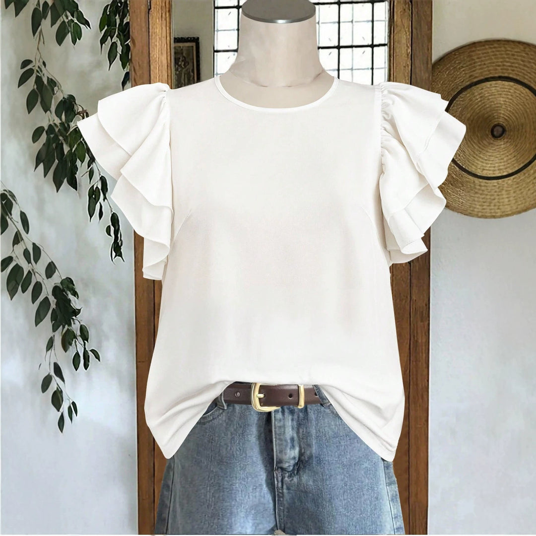 Damen Elegante Bluse mit Rüschendetails Drune