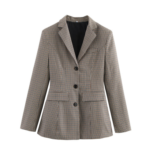 Damen kariertes Blazer Drune