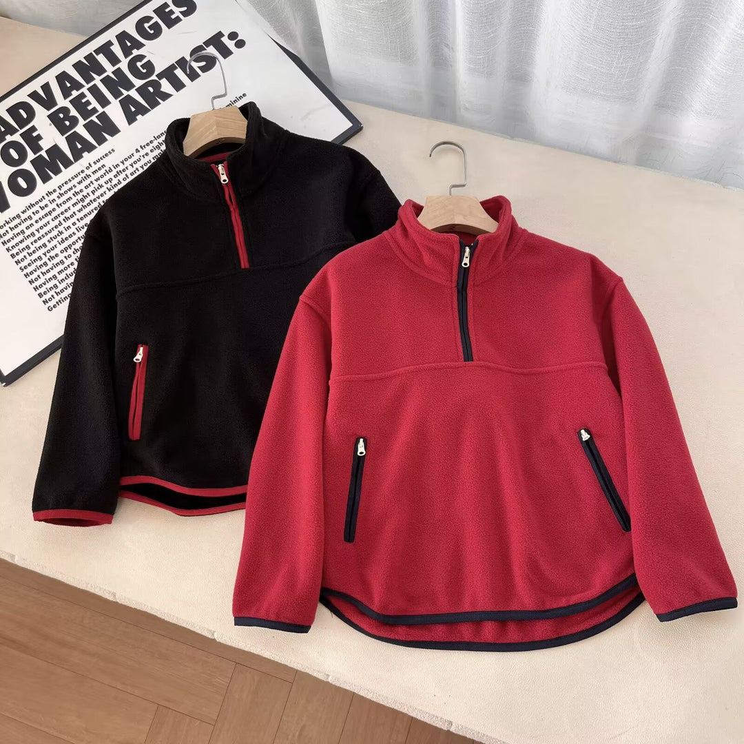 Damen Fleece-Pullover mit hohem Kragen und praktischen Reißverschlusstaschen Drune