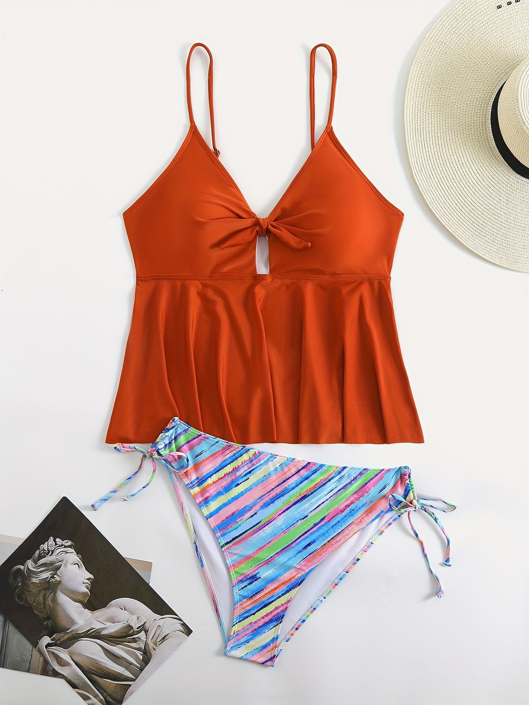 Damen Wickel-Bikini-Oberteil mit modischer Hose Drune