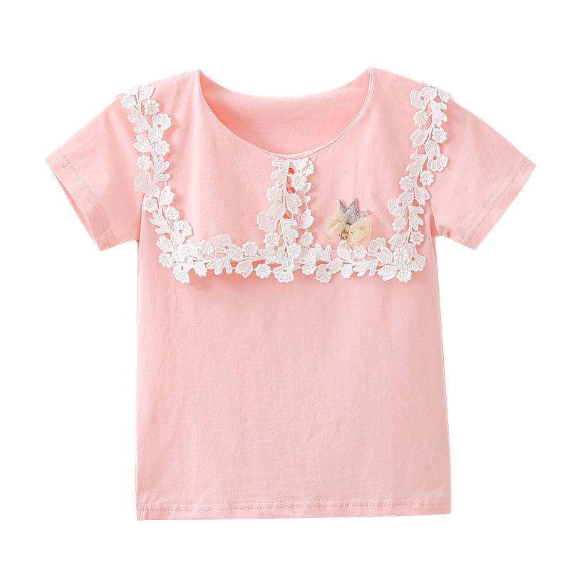 Mädchen T-Shirt mit eleganter Spitzenverzierung Drune