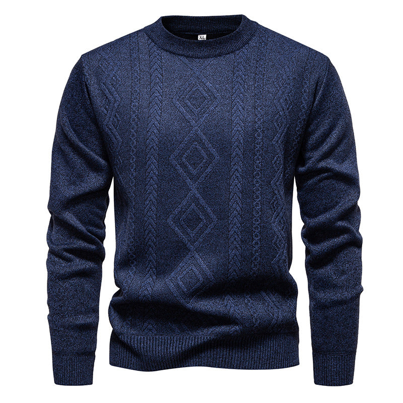 Herren nan gestrickter Rundhalspullover mit Rautenmuster und feinem Strukturstrick Drune