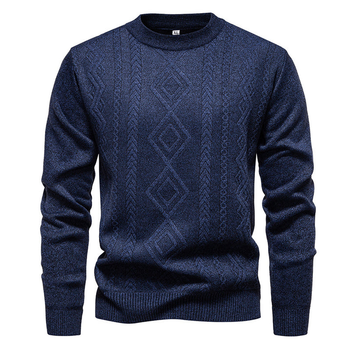 Herren nan gestrickter Rundhalspullover mit Rautenmuster und feinem Strukturstrick Drune