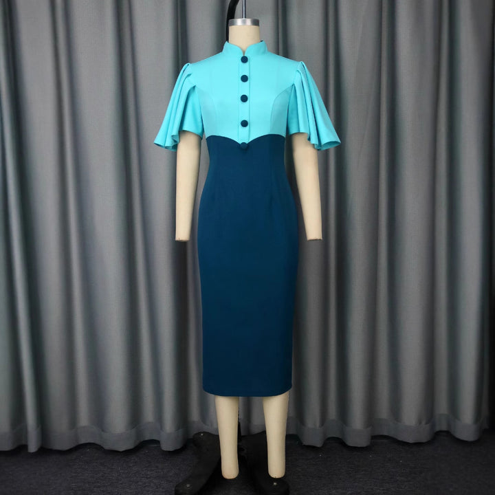 Damen Elegantes Bleistiftkleid mit Volantärmeln Drune