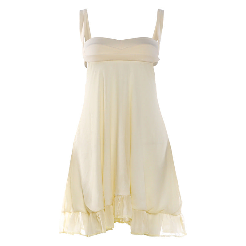 Damen Chiffonkleid mit fließendem Saum und herzförmigem Ausschnitt Drune