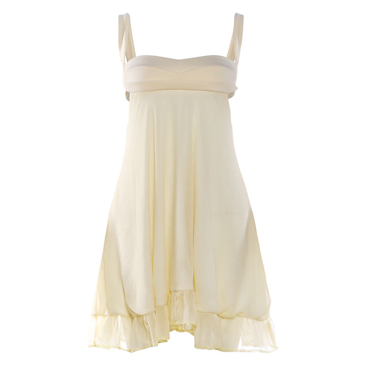 Damen Chiffonkleid mit fließendem Saum und herzförmigem Ausschnitt Drune