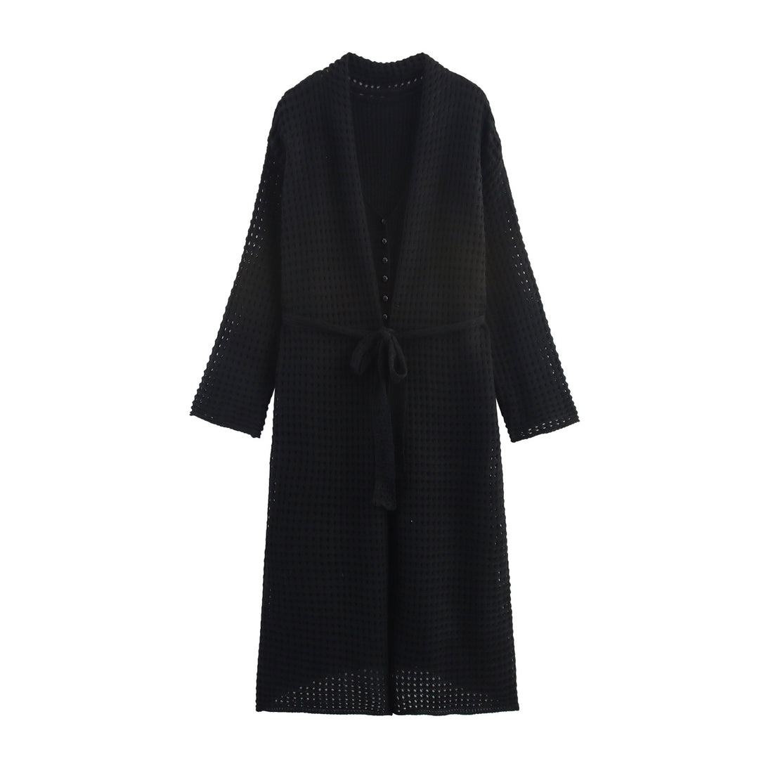 Damen Strickcardigan mit asymmetrischem Design und elegantem Taillengürtel Drune