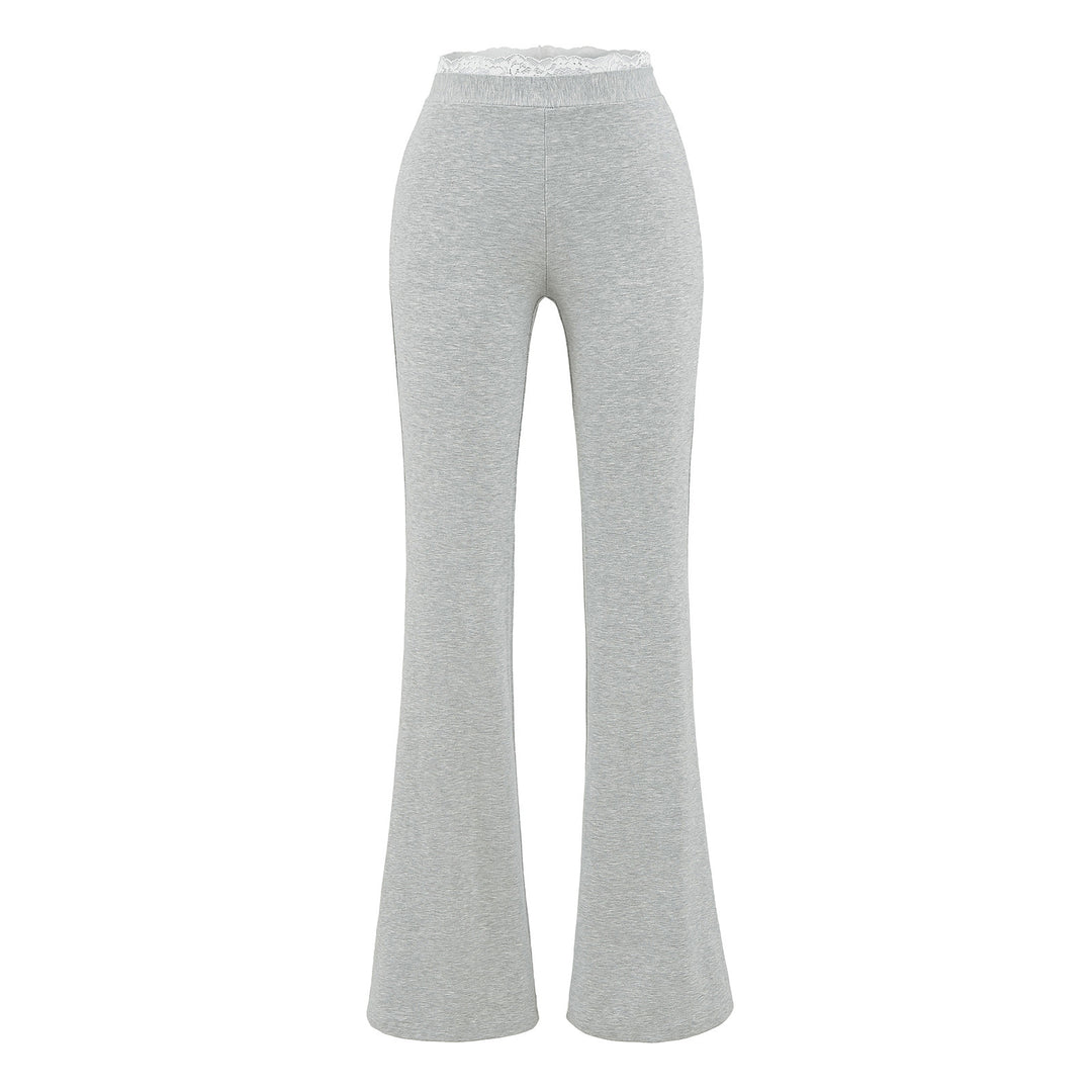 Damen Hochbundige Stretch-Jeans mit Spitzenverzierung Drune