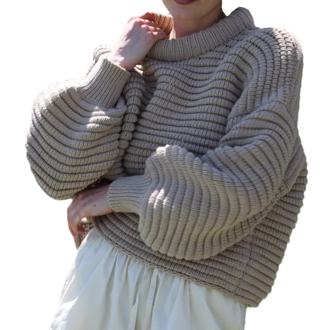 Damen modischer Oversized Pullover mit Struktur Drune