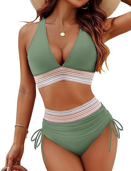 Damen Push-Up Bikini-Set mit verstellbaren Trägersystem und hohem Taillen-Slip Drune