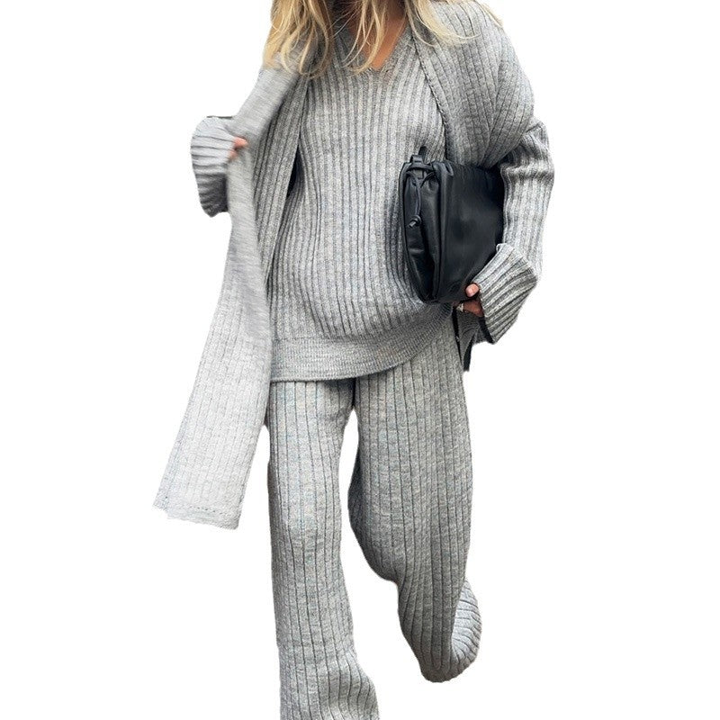 Damen Strickanzug mit weitem Schnitt und eleganten Rippdetails Drune