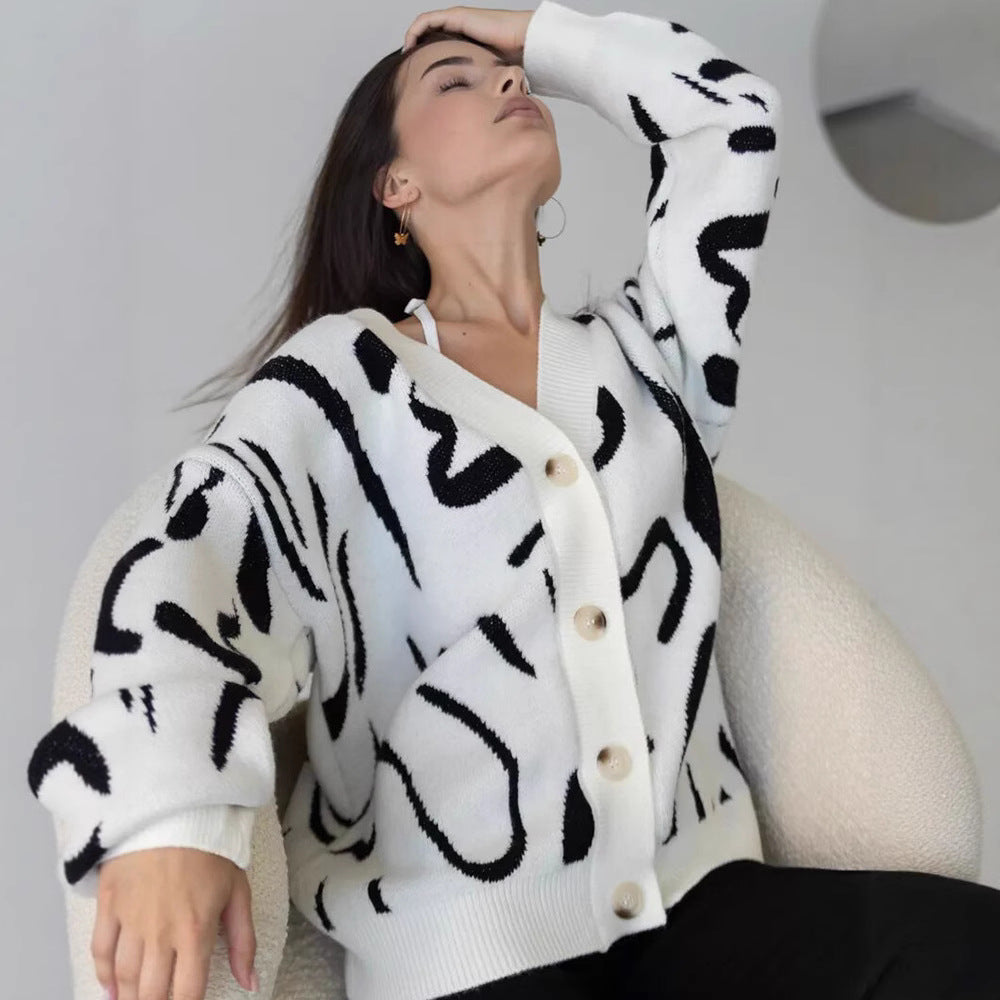 Damen Gemütlicher Strickcardigan mit einzigartigem Muster Drune