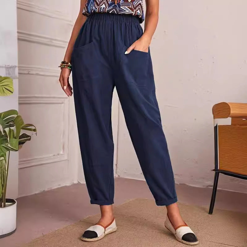 Damen Bequeme Chino-Hose mit elastischem Bund und praktischen Taschen Drune