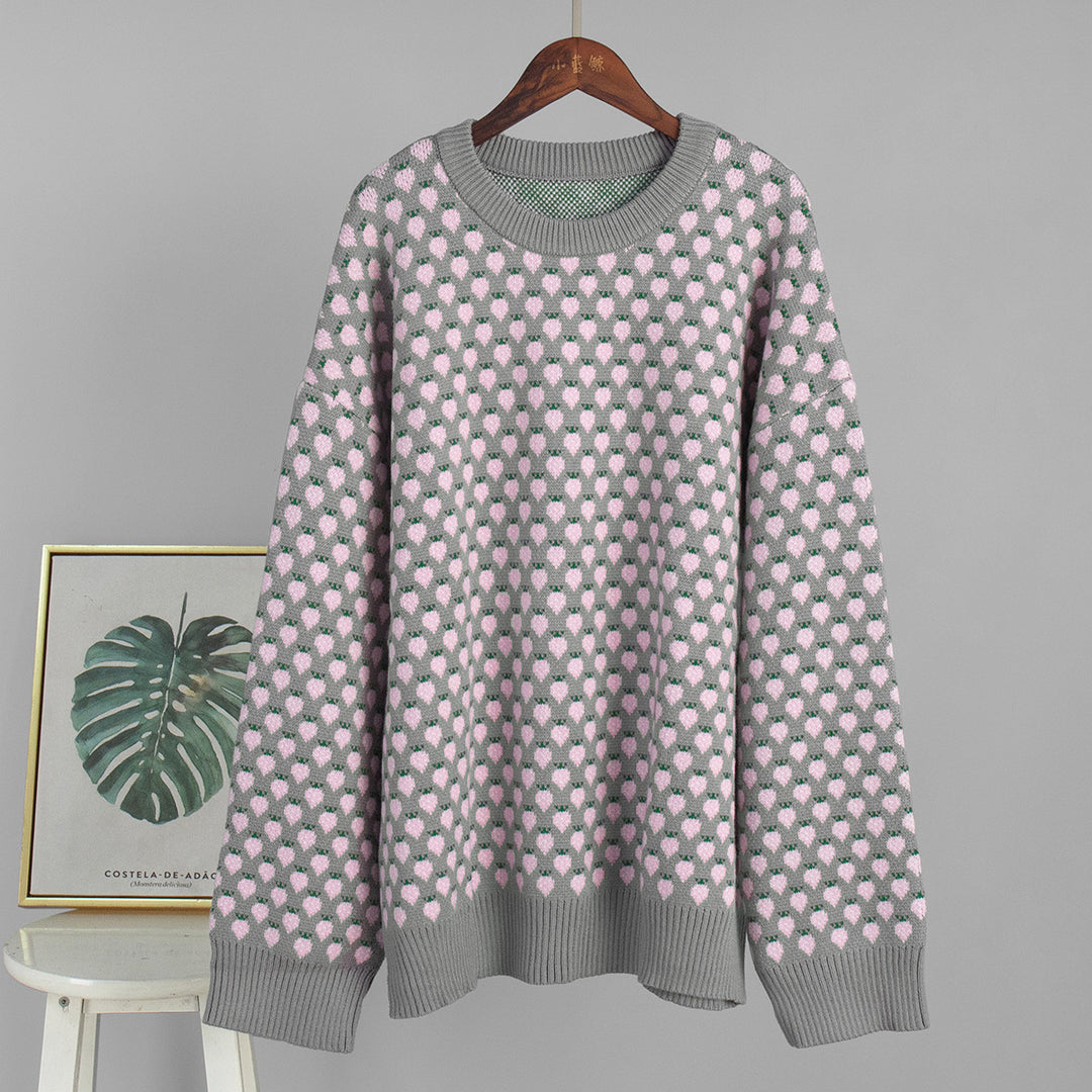 Damen Oversized Pullover mit floralem Muster Drune