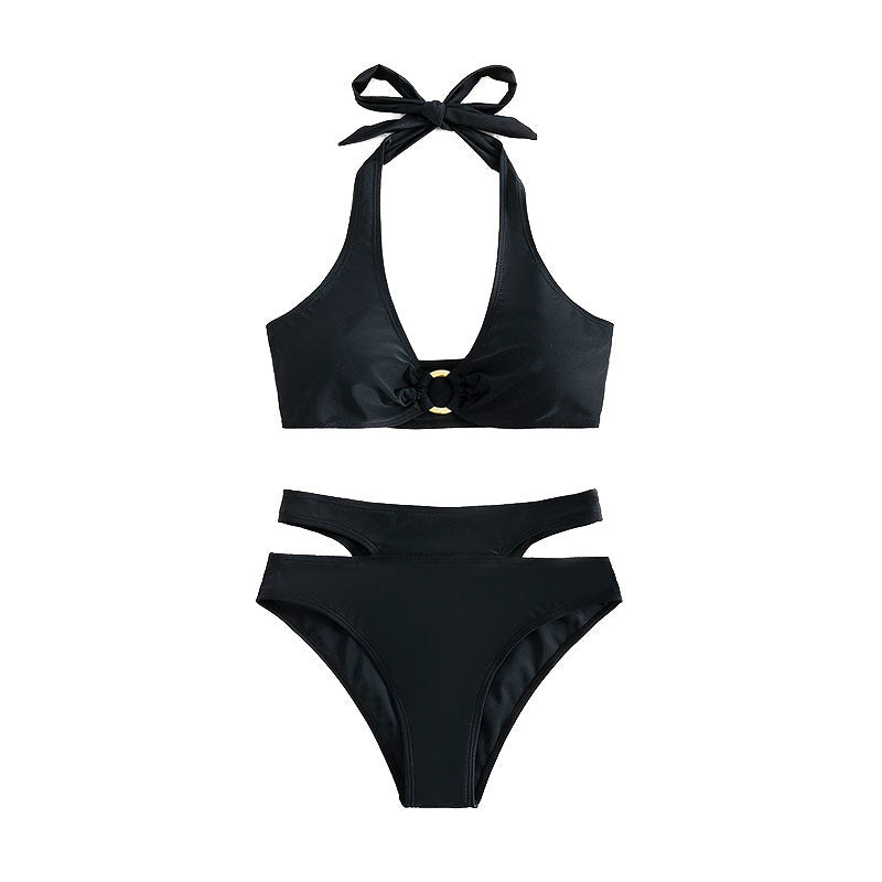 Damen Hochtaillierter Bikini mit Cut-Out-Details und elegantem Ring Drune