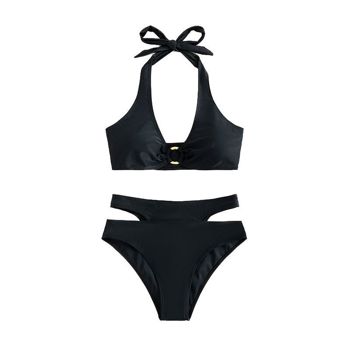 Damen Hochtaillierter Bikini mit Cut-Out-Details und elegantem Ring Drune