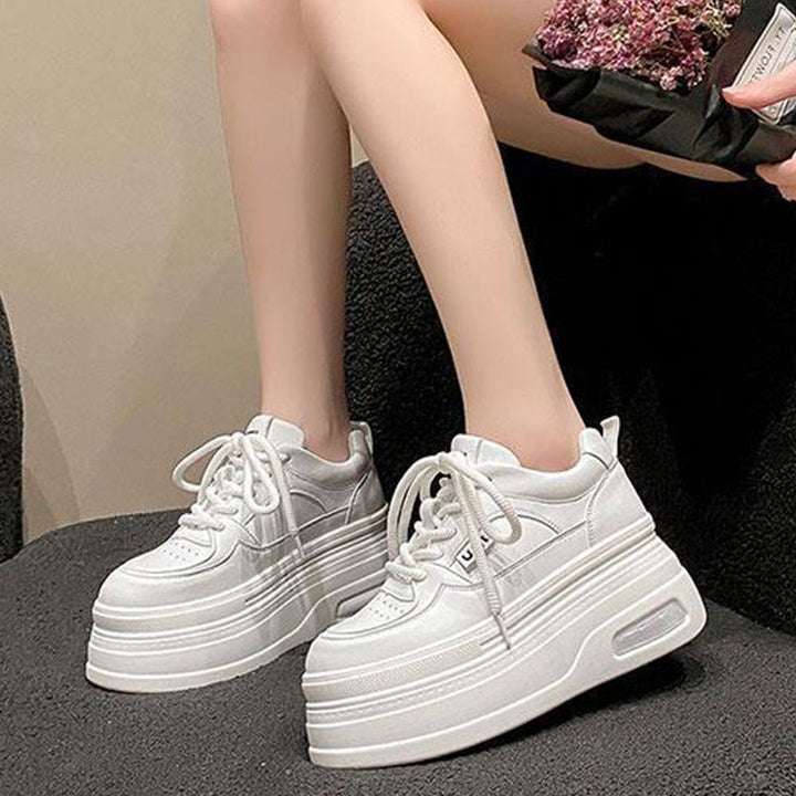 Damen Plateau Sneakers mit trendigem zweifarbigem Design und verstärkter Dämpfung Drune