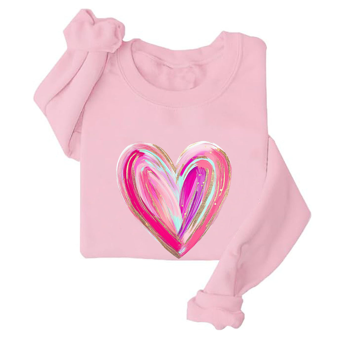 Damen Sweatshirt mit kreativem Herzdesign Drune