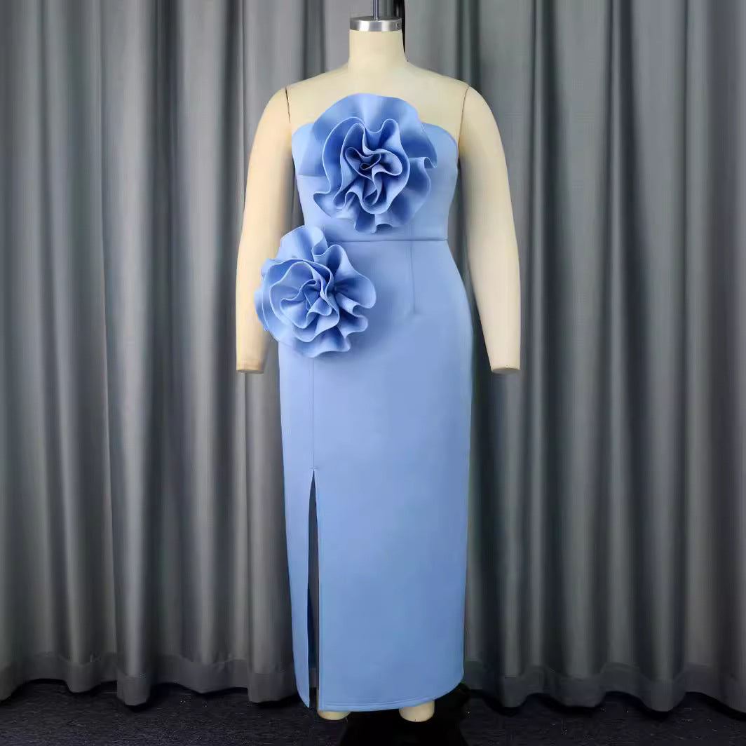 Damen Figurbetontes Abendkleid mit floralem Akzenten Drune