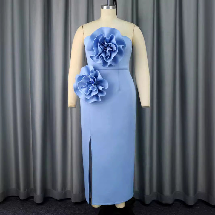Damen Figurbetontes Abendkleid mit floralem Akzenten Drune