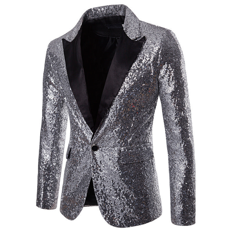 Herren glamouröser Pailletten Blazer Drune