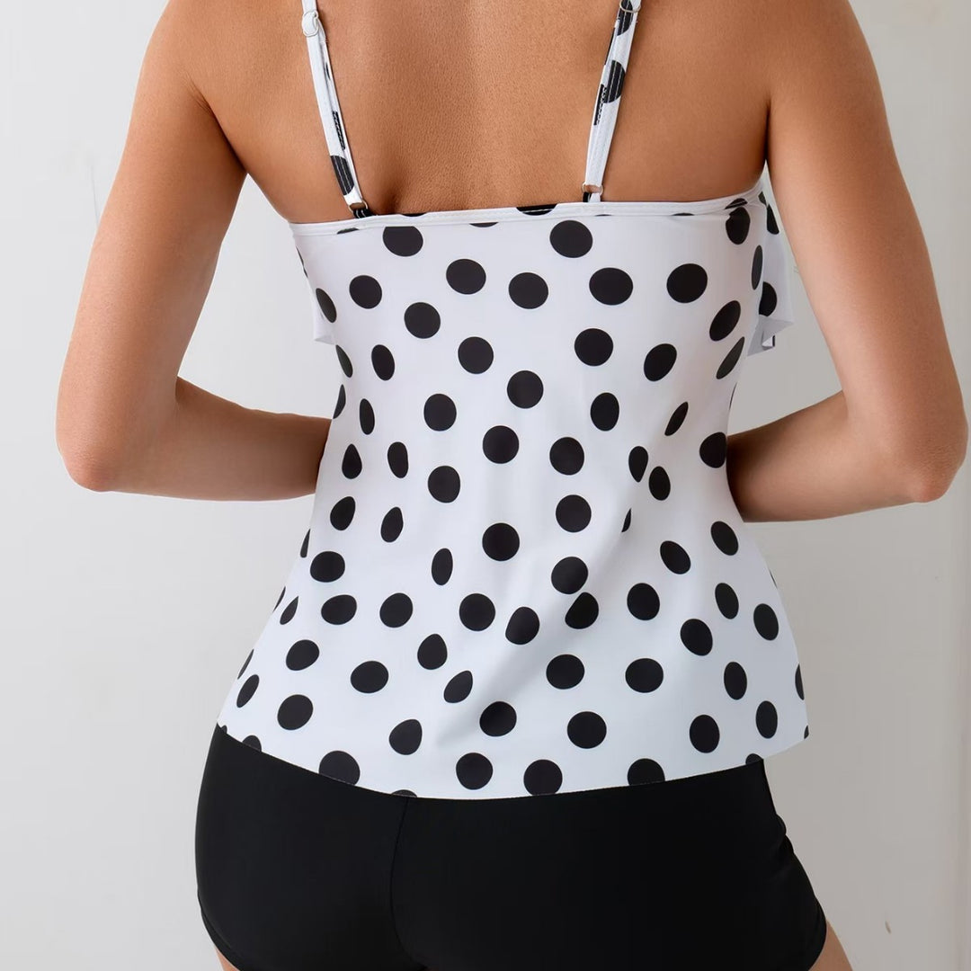 Damen Tankini-Set mit schickem Polka-Dot-Oberteil und bequemen Shorts Drune