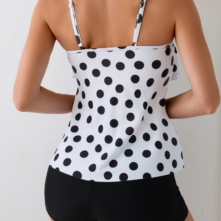 Damen Tankini-Set mit schickem Polka-Dot-Oberteil und bequemen Shorts Drune