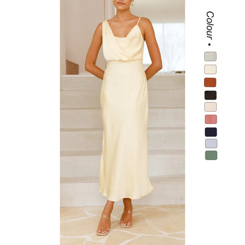Damen Elegantes Maxikleid mit drapiertem Oberteil und schmaler Silhouette Drune