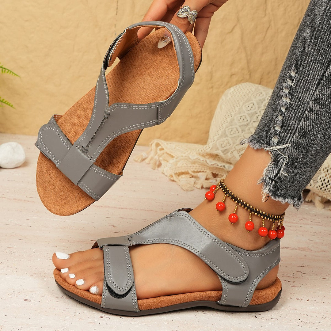 Damen Bequeme Leichte Zehensandalen mit Gepolstertem Fußbett Drune