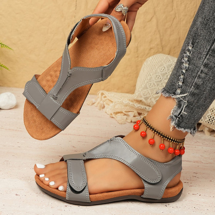 Damen Bequeme Leichte Zehensandalen mit Gepolstertem Fußbett Drune
