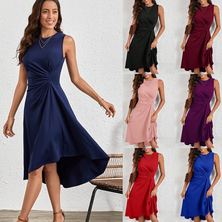 Damen trendiges Wickelkleid mit asymmetrischem Saum und figurbetonendem Schnitt Drune