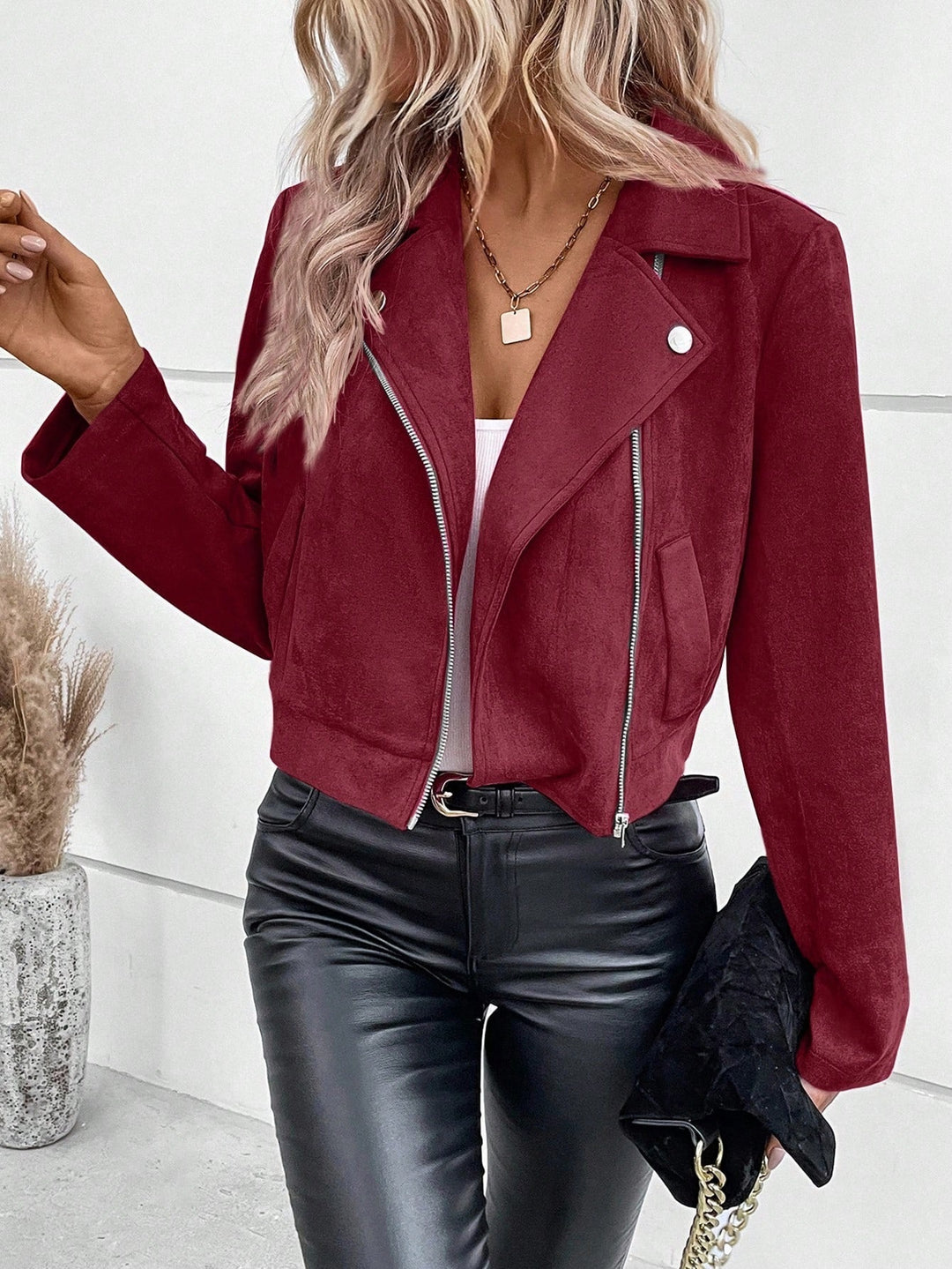 Damen Bikerjacke aus weichsamtem Material Drune