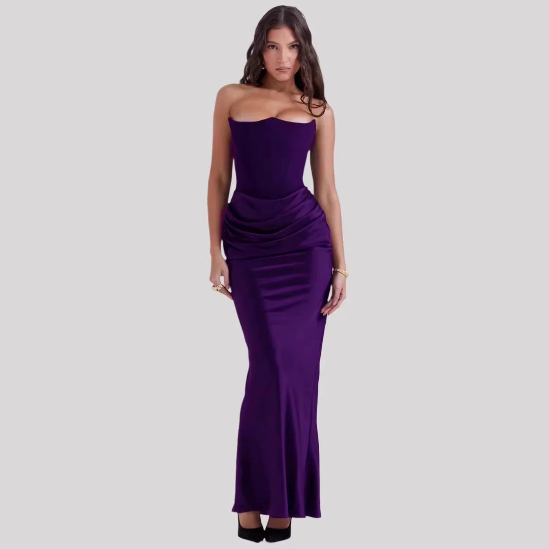 Damen Elegantes Abendkleid mit tiefem Dekolleté und drapierten Details Drune