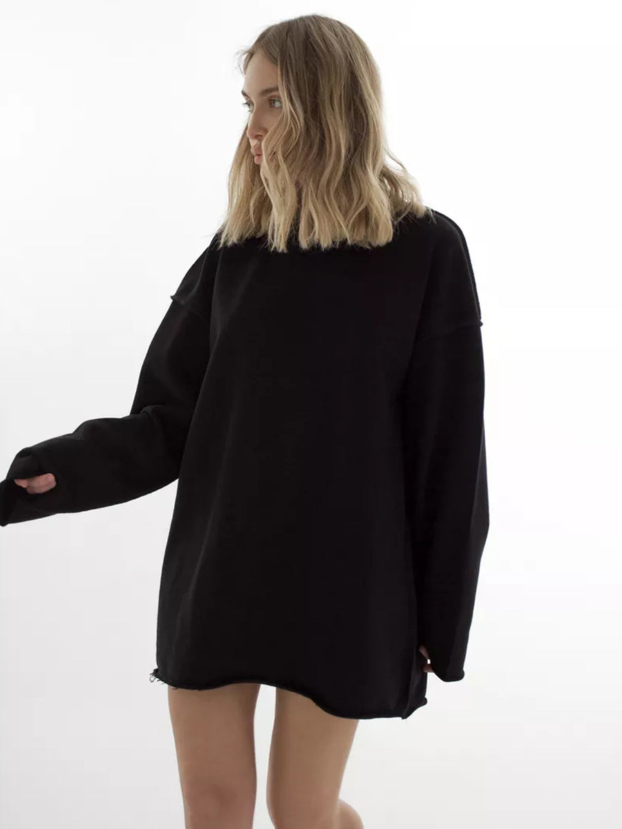 Damen Oversized Sweatshirt mit Fransensaum Drune