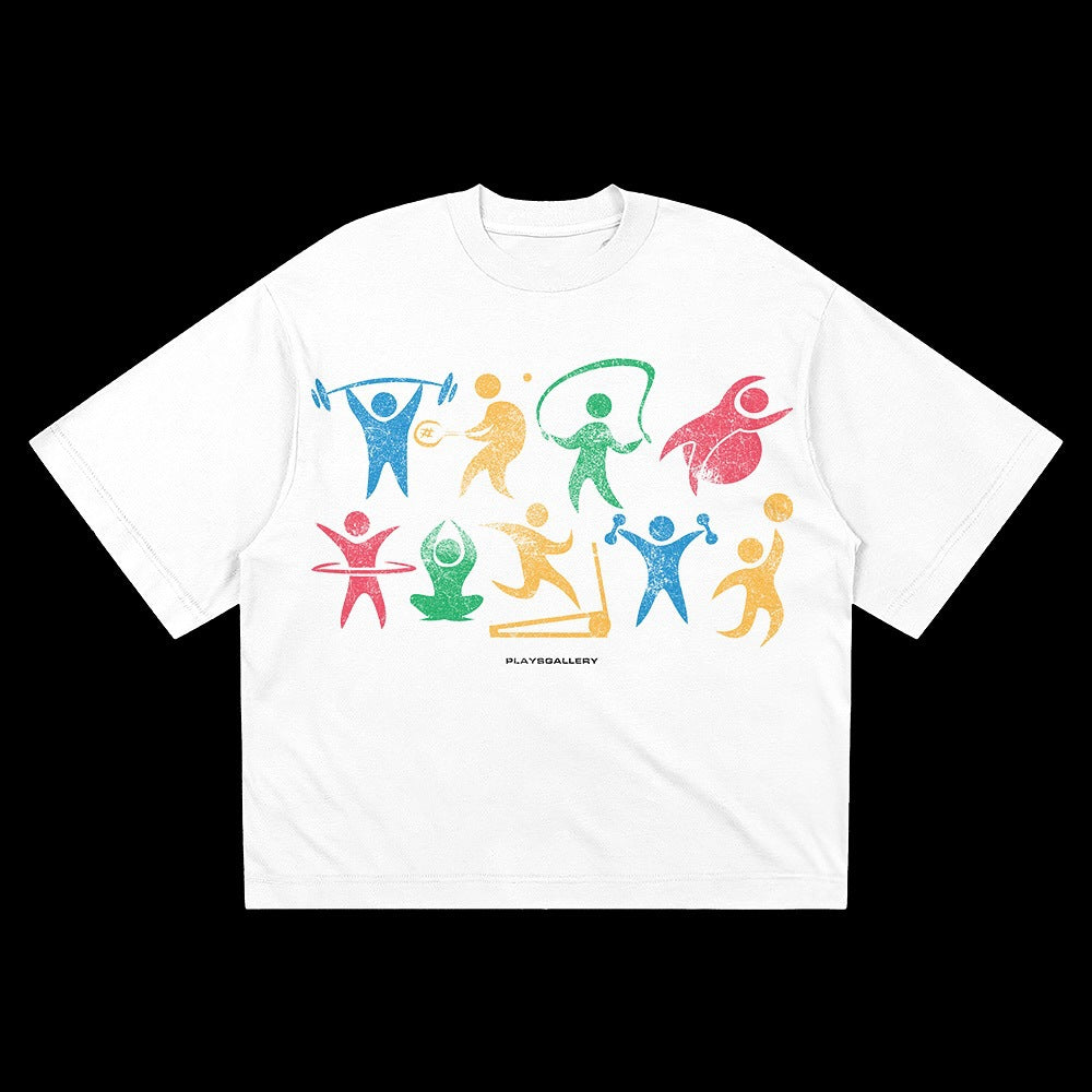 Damen Oversized T-Shirt mit dynamischem Sportmotiv Drune