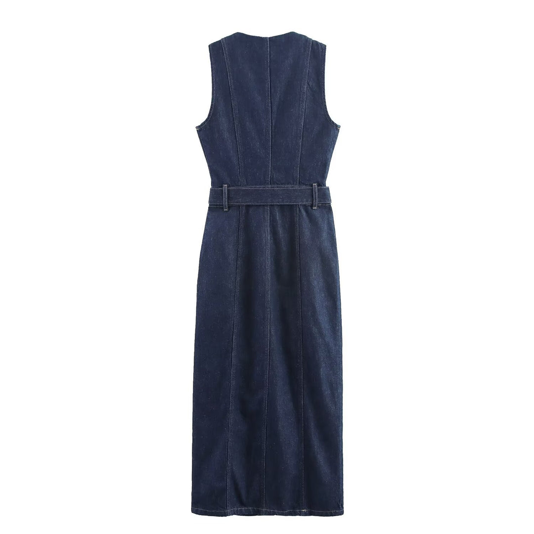 Damen Jeanskleid mit knopflosem Design und tailliertem Schnitt Drune