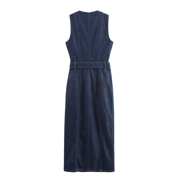 Damen Jeanskleid mit knopflosem Design und tailliertem Schnitt Drune
