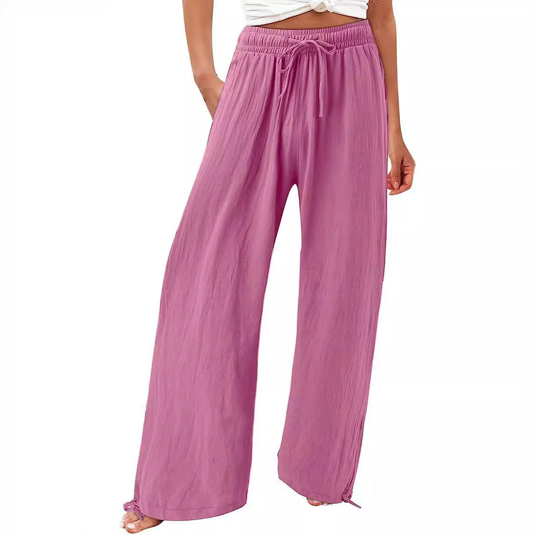 Damen Weite Sommerhose aus leichtem Material mit verstellbarem Bund Drune