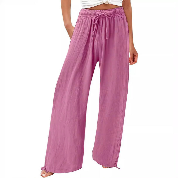 Damen Weite Sommerhose aus leichtem Material mit verstellbarem Bund Drune