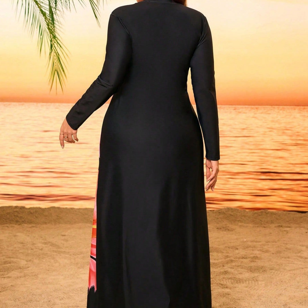 Damen Elegantes Maxikleid mit floralem Druck und langem Arm Drune