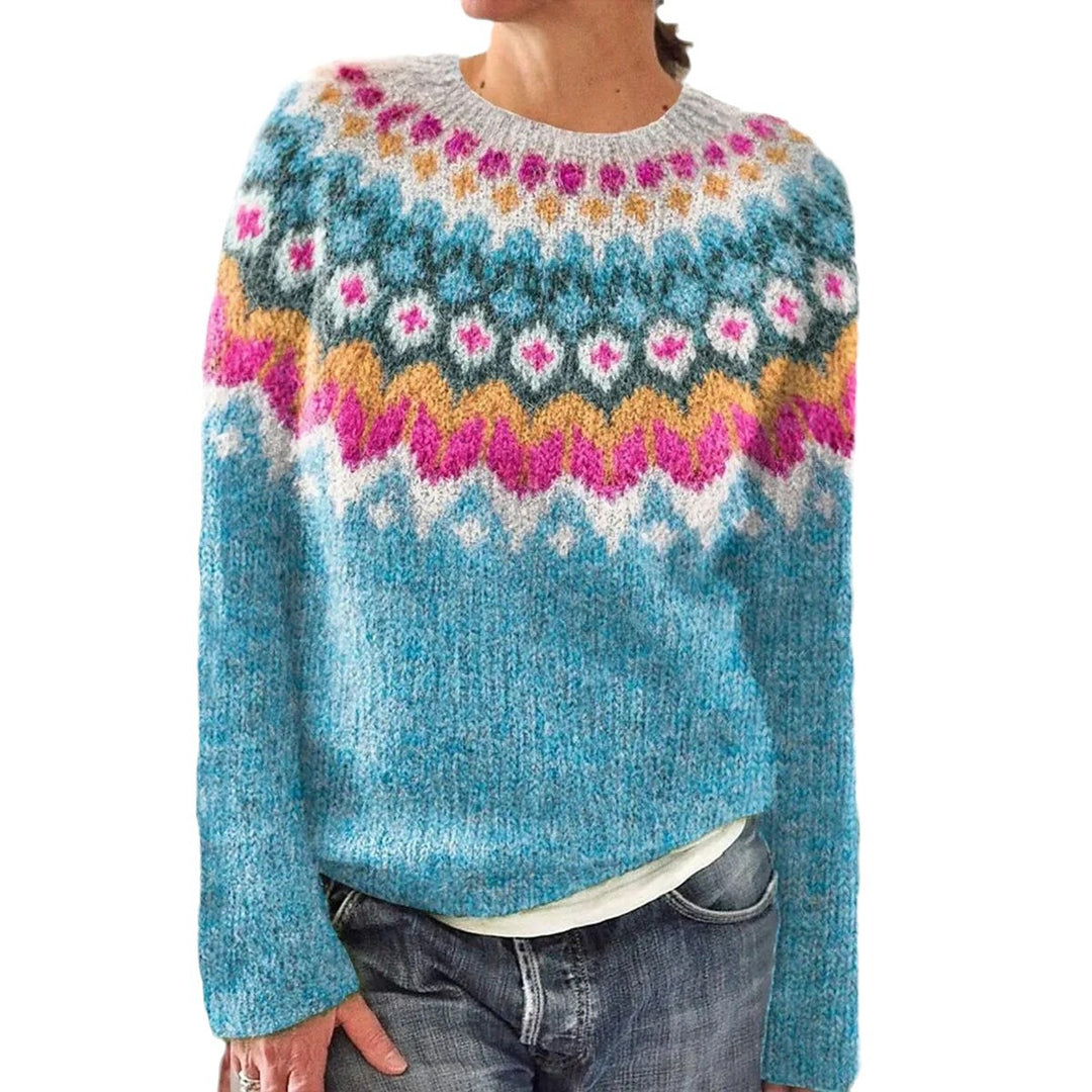 Damen Strickpullover mit lebhaftem Muster und komfortablem Schnitt Drune